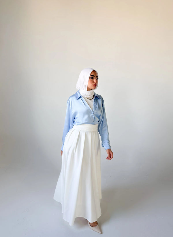 Camellia Flare Skirt - White