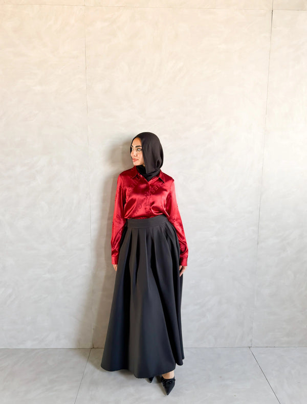 Camellia Flare Skirt - Black